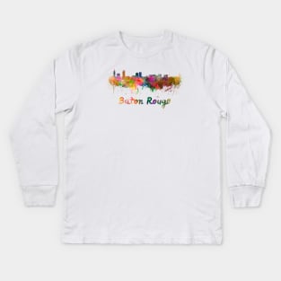 Baton rouge skyline in watercolor Kids Long Sleeve T-Shirt